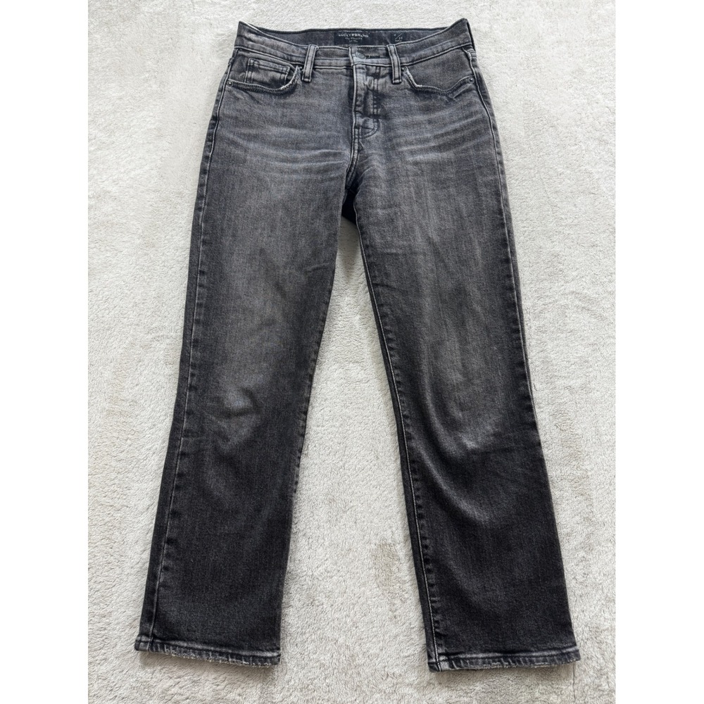 Lucky Brand Womens Zoe High Rise Straight Ankle Black Jeans 0/25 Meas: 27x26